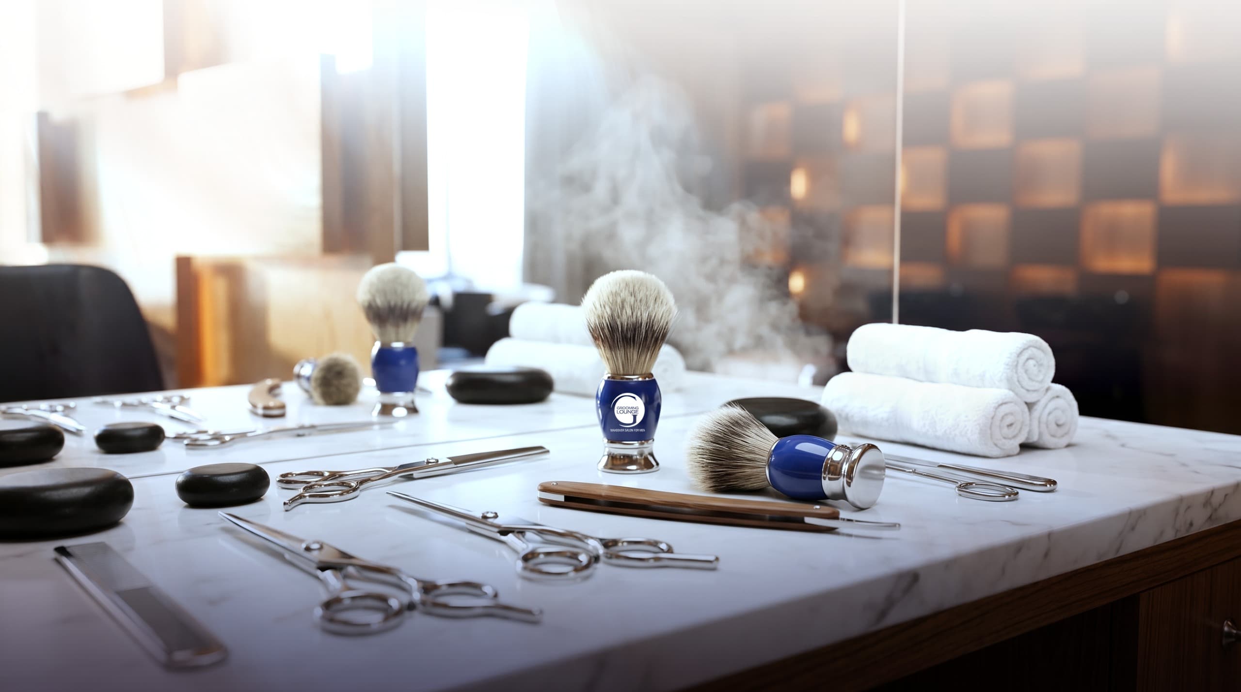 Barbers cutting hair in a modern salon